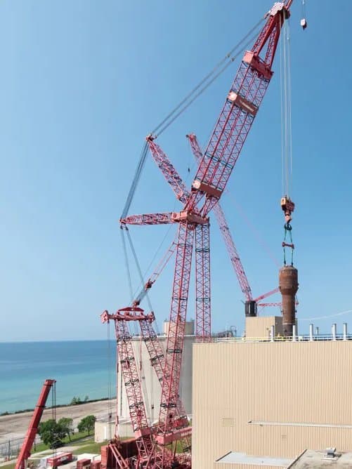 Mammoet crawler crane lifting a component onto a nuclear generating station